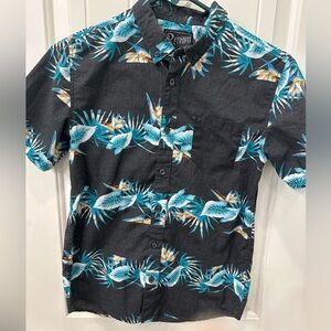 Retrofit Boys Tropical Print Shirt - Black and Blue M 10/12